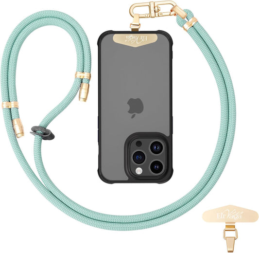 Adjustable Anti-Theft Phone Lanyard - 8mm Mountain Climbing Rope Neck & Crossbody Strap with Secure Locking Metal Clip - Rugged Outdoor Design for Smartphones (Blue)