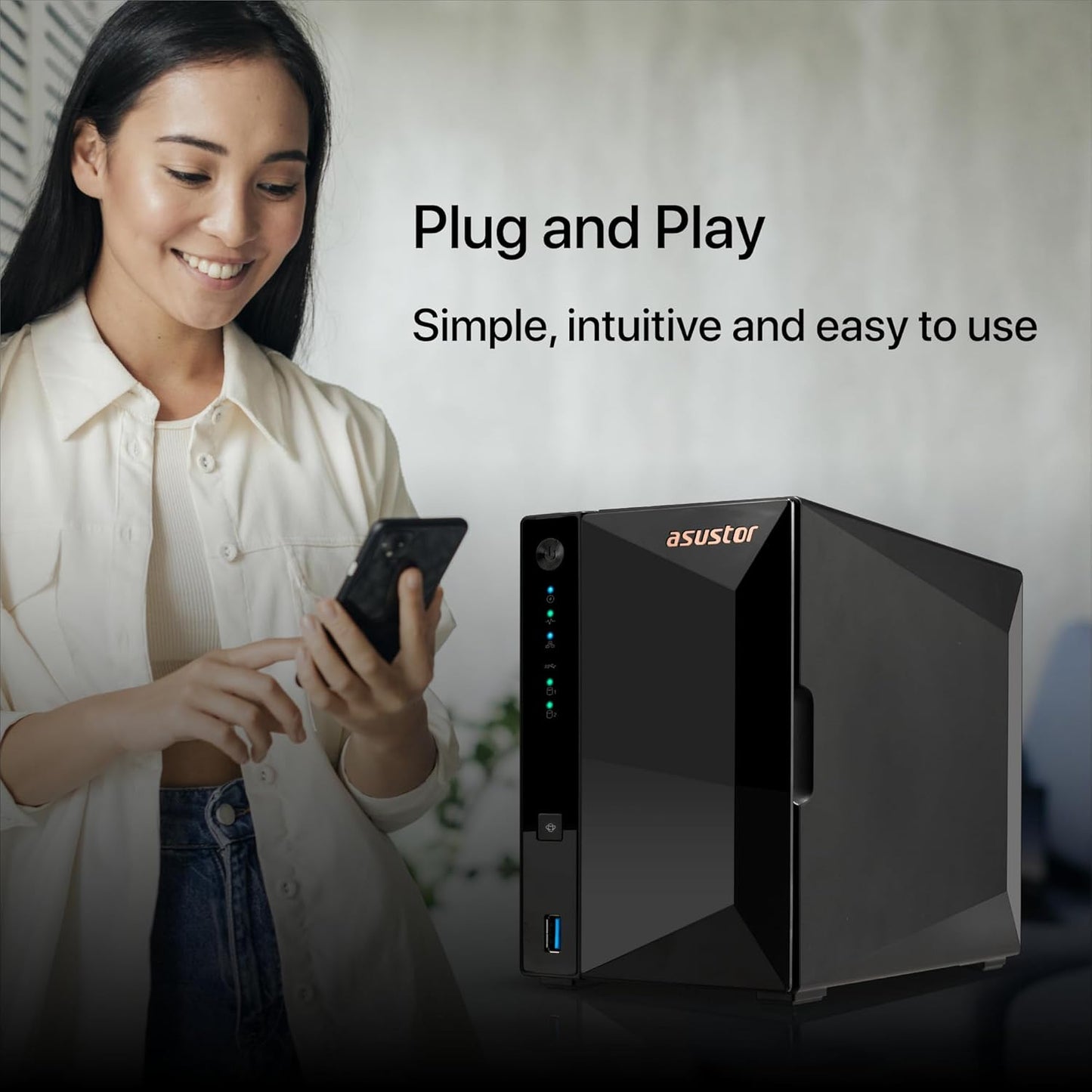 Asustor Drivestor 2 Pro Gen2 AS3302T v2, 2 Bay NAS, 1.7GHz Quad-Core, 2.5GbE Port, 2GB RAM DDR4, Small Home Media Server, Network Attached Storage Device (Diskless)