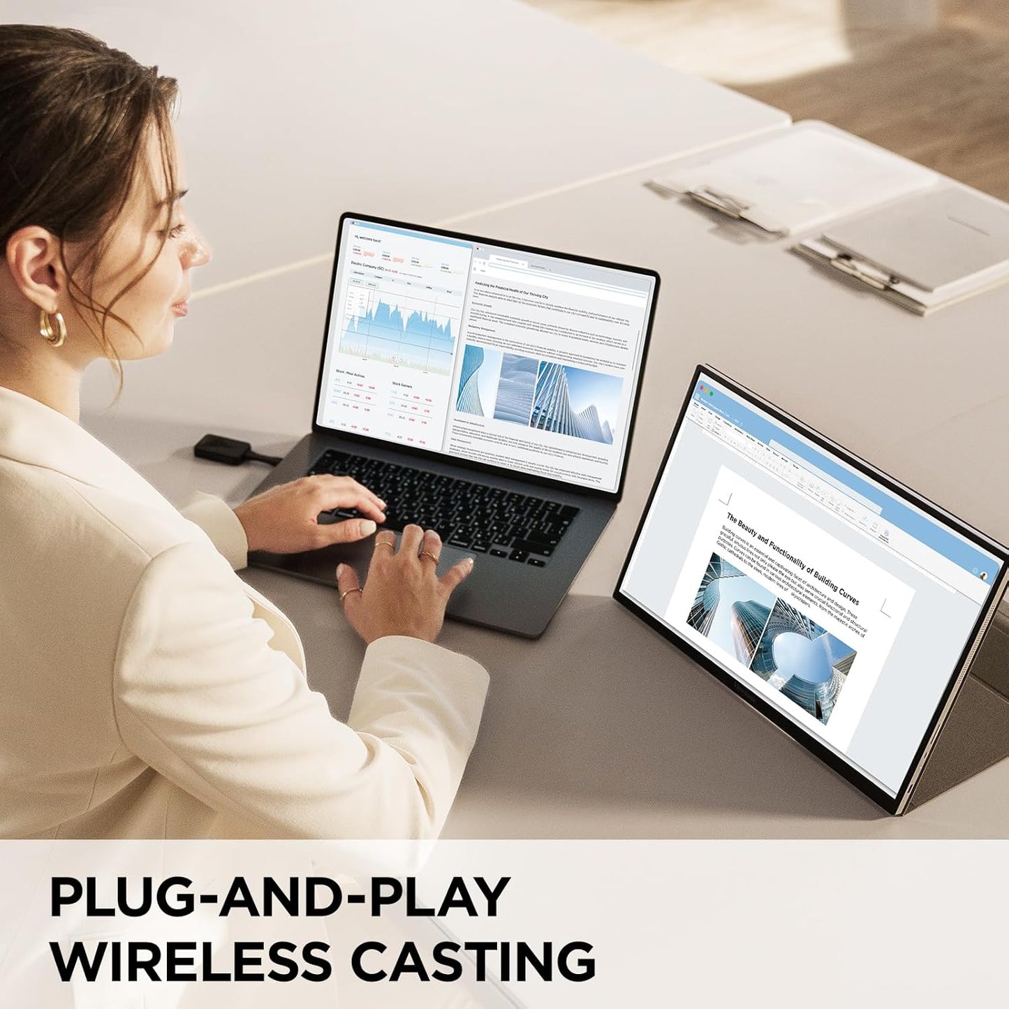 ViewSonic VG1656N 16 Inch 1200p IPS Wireless Portable Monitor with 2 Way Powered 60W USB C, Built-in 4000 mAh Battery and Stand with Smart Cover