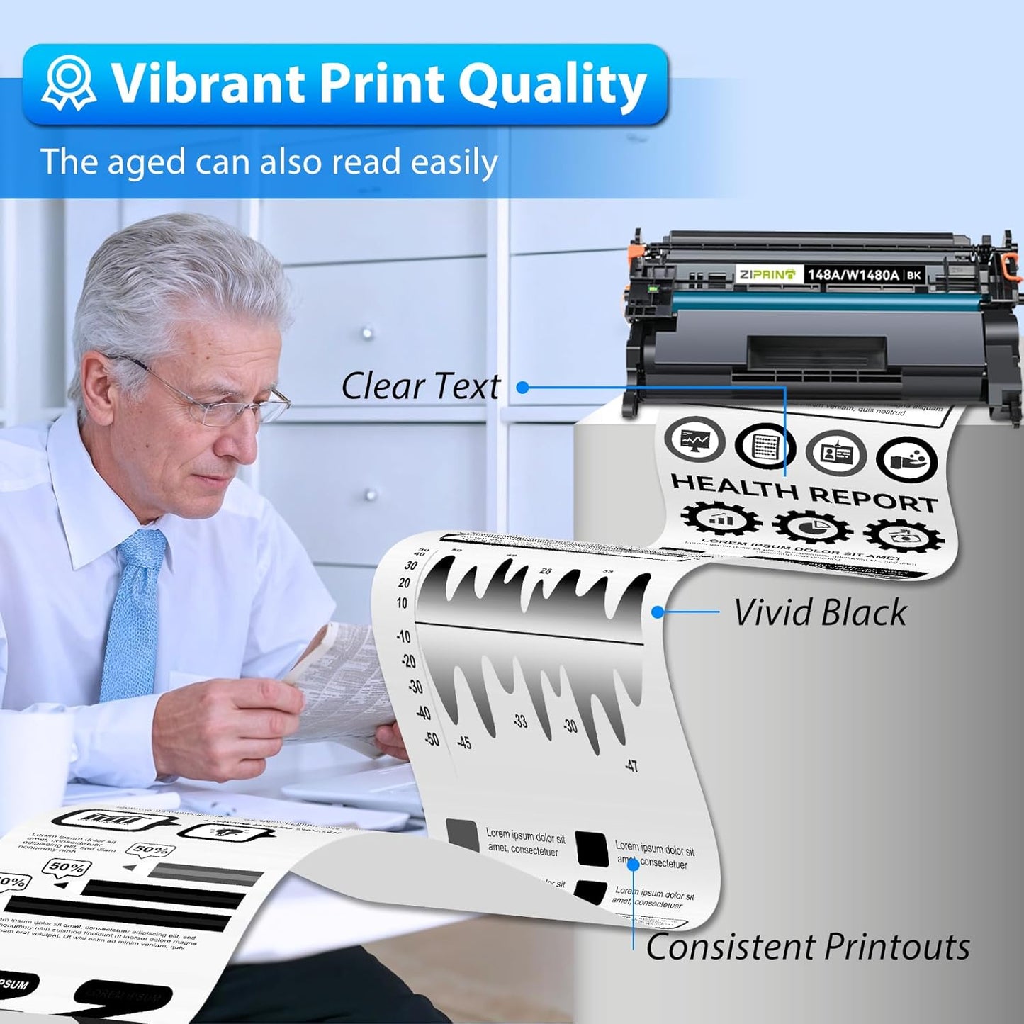 ZIPRINT 148A Toner Cartridge (with Chip) Compatible Replacement for HP 148A 148X W1480A W1480X for Laserjet Pro MFP 4101fdw 4101fdn 4001dw 4001dn 4001n Printer (2 Pack)