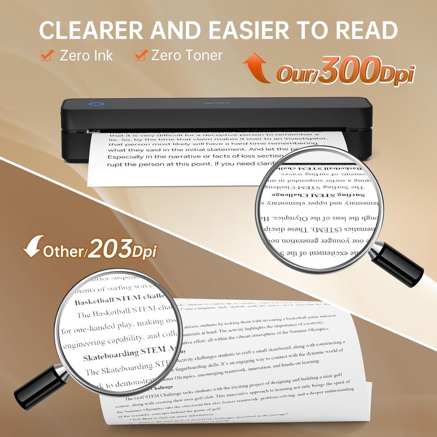 iDPRT Inkless Portable Printer for Travel, Mobile-Thermal-Printers, Wireless-Small-Printer for Home Use, Office, Vehicles, Bluetooth Printers Supports 8.5" x 11" US Letter & A4 & A5 Size, Black