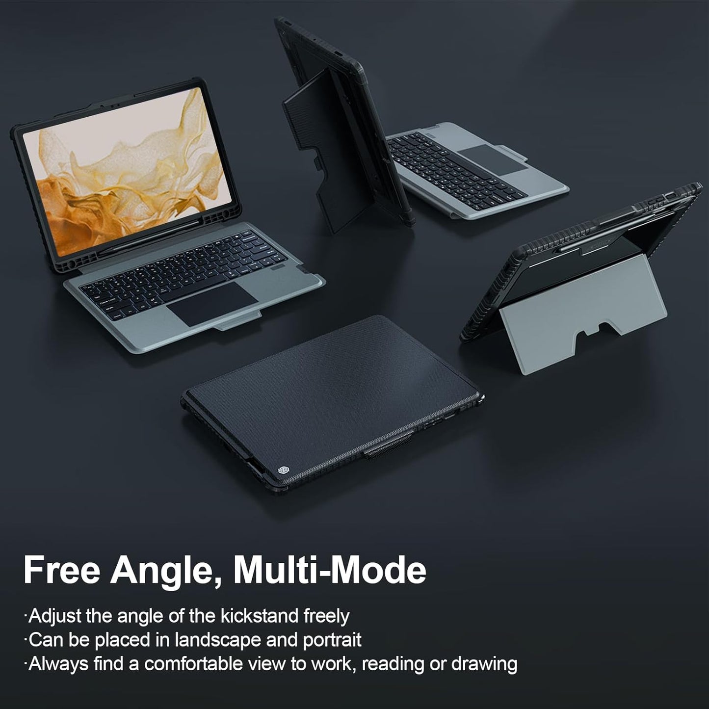 Nillkin for Samsung Galaxy S7 FE/ S7+ Plus/ S8+ Plus 12.4 Inch Keyboard Case,7 Backlight Colors, Magic Trackpad,S Pen Holder,Slide Camera Cover Compatible with Galaxy S8 Plus Tablet Case with Keyboard