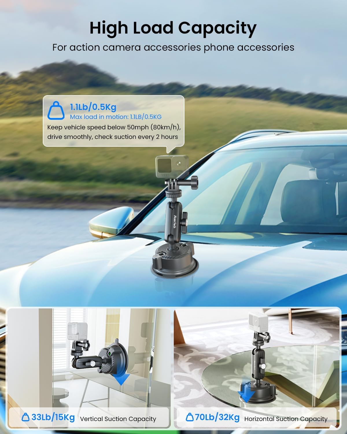Suction Cup Mount for Car Camera Mounts for Go Pro Car Mount Windshield Mount Phone Holder for Insta 360 Accessories