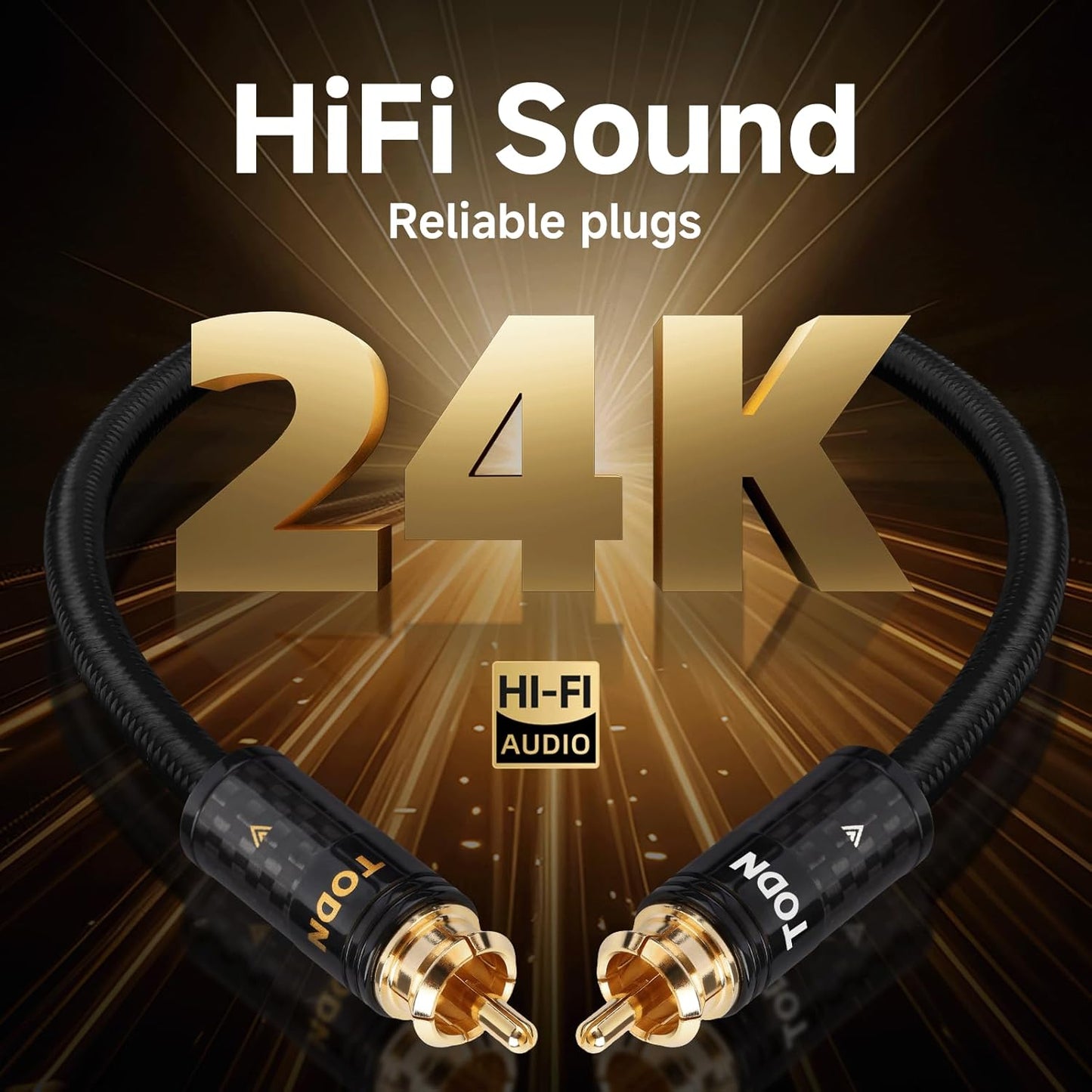 TODN Audiophile RCA Cables 3ft HiFi RCA Audio Cable Male to Male with Sliver-Plated O-C-C Core for Home Stereo System (3 ft/1m, 1 Pair)