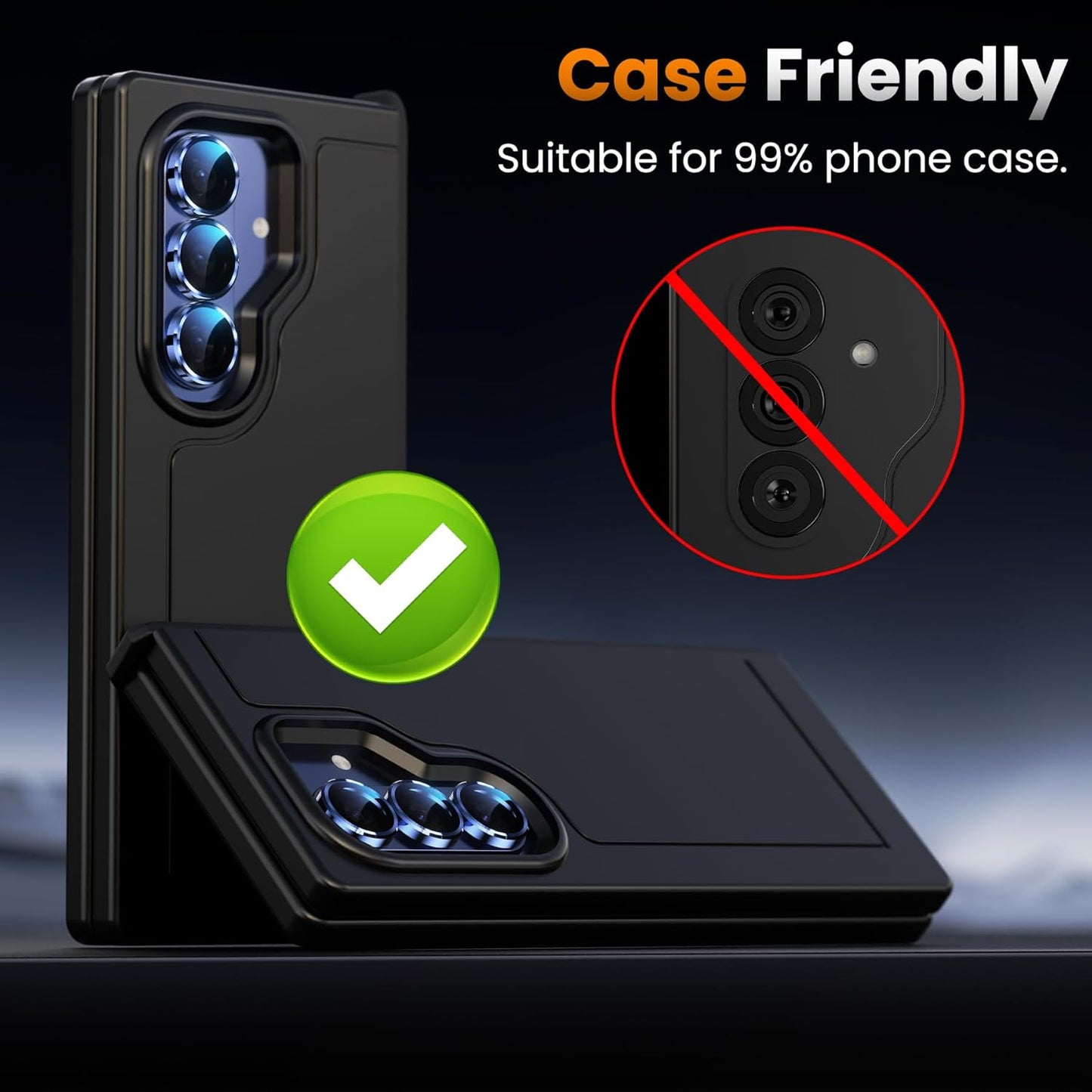 YWXTW for Samsung Galaxy Z Fold 7 Camera Lens Protector, [12X Stronger Adhesion] Individual Anti Scratch Metal Ring Tempered Glass Camera Screen Protector for Z Fold 7 Accessories 2025 (Dark Black)