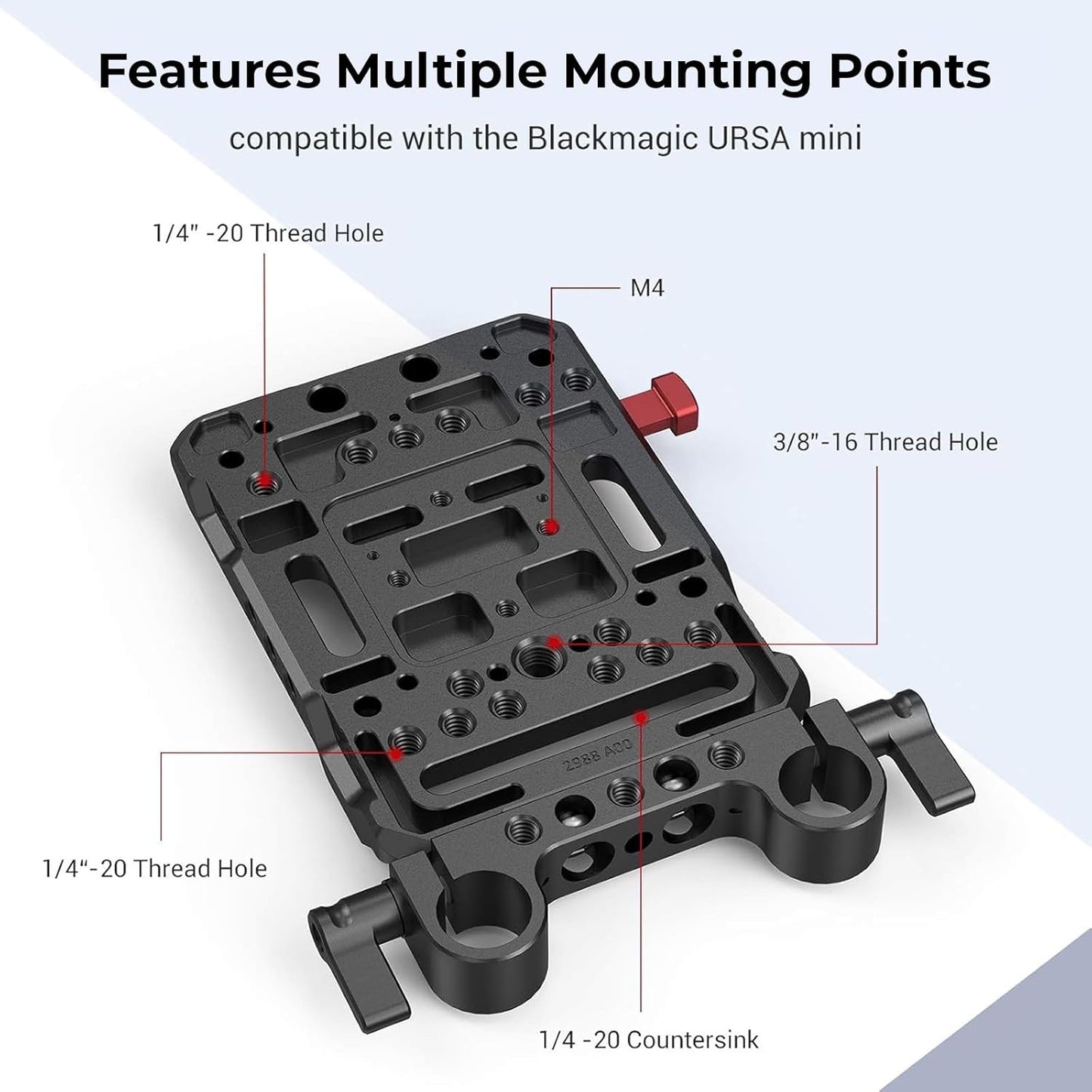 SmallRig Battery Plate with V-Lock Mount with Dual 15mm Rod Clamp Kit for Camera Power Supply - 4958