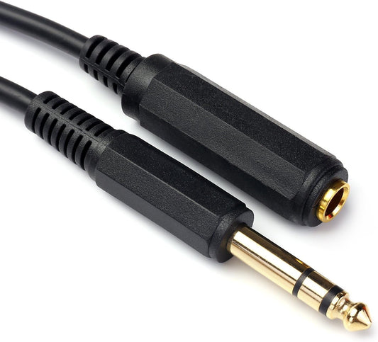 Disino 15FT 1/4 Inch Male to Female Stereo Extension Cable Gold Plated Quarter inch Headphone Extension Cable Cord