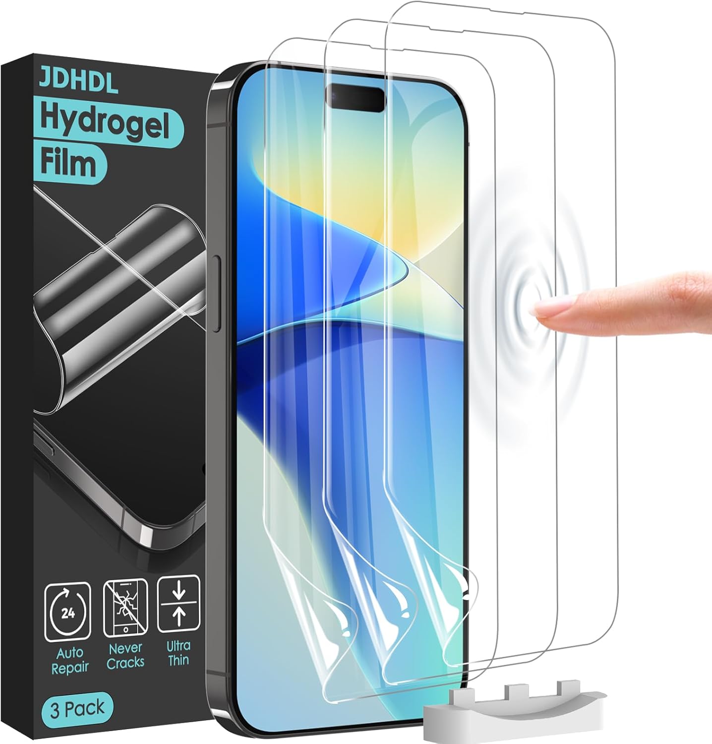 3 Pack Flexible Film Screen Protector for iPhone 16, Non-breakable Soft TPU Hydrogel Film for iPhone 16 Screen Protector Film (NOT Glass)