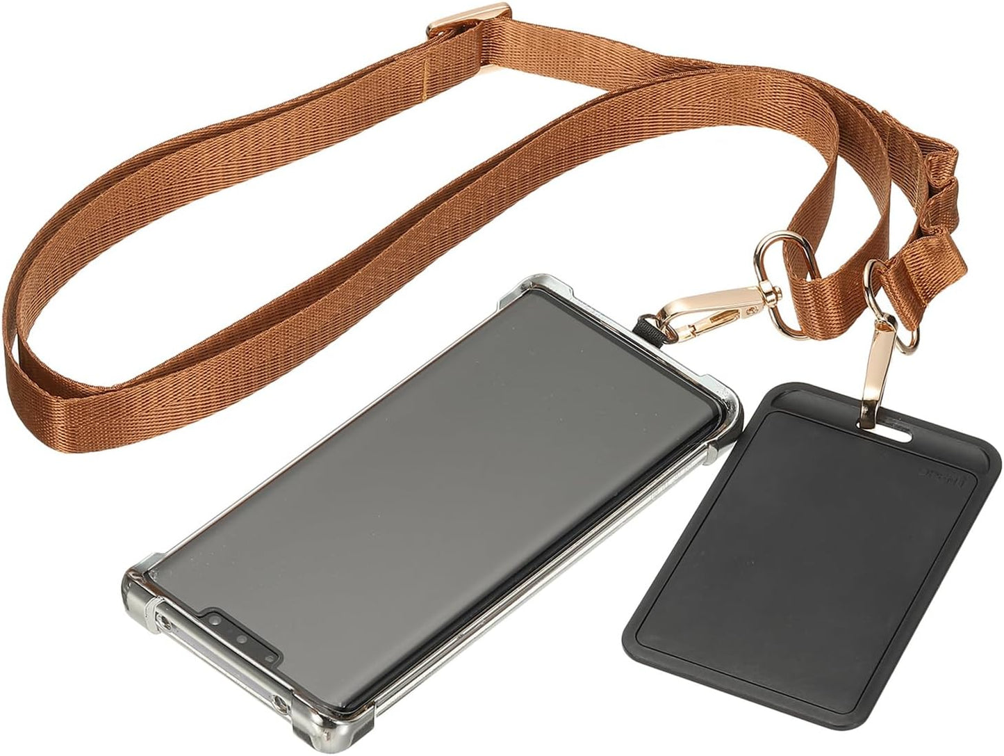 PATIKIL Universal Cell Phone Lanyard, Adjustable Crossbody Phone Strap Anti-Theft Polyester Neck Lanyard with Patches for Concerts Gym Travel Secure Hands-Free Carry, Gold