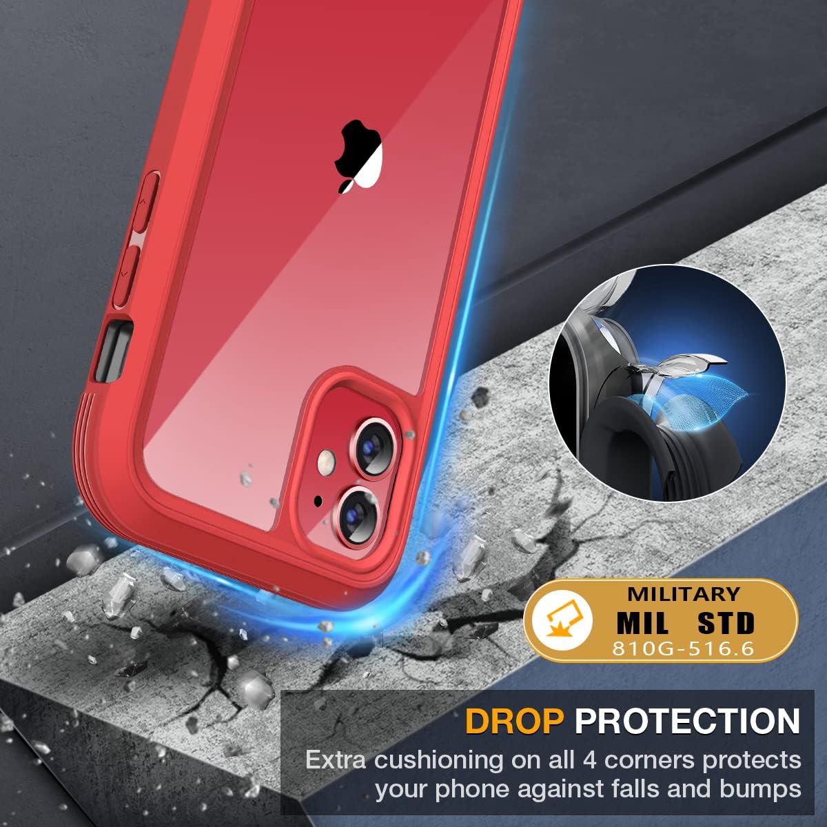 Miracase Glass Series for iPhone 11 Case 6.1 inch, Upgraded Full-Body Rugged Phone Bumper Case Cover with Built-in 9H Tempered Glass Screen Protector and Camera Protector, Red