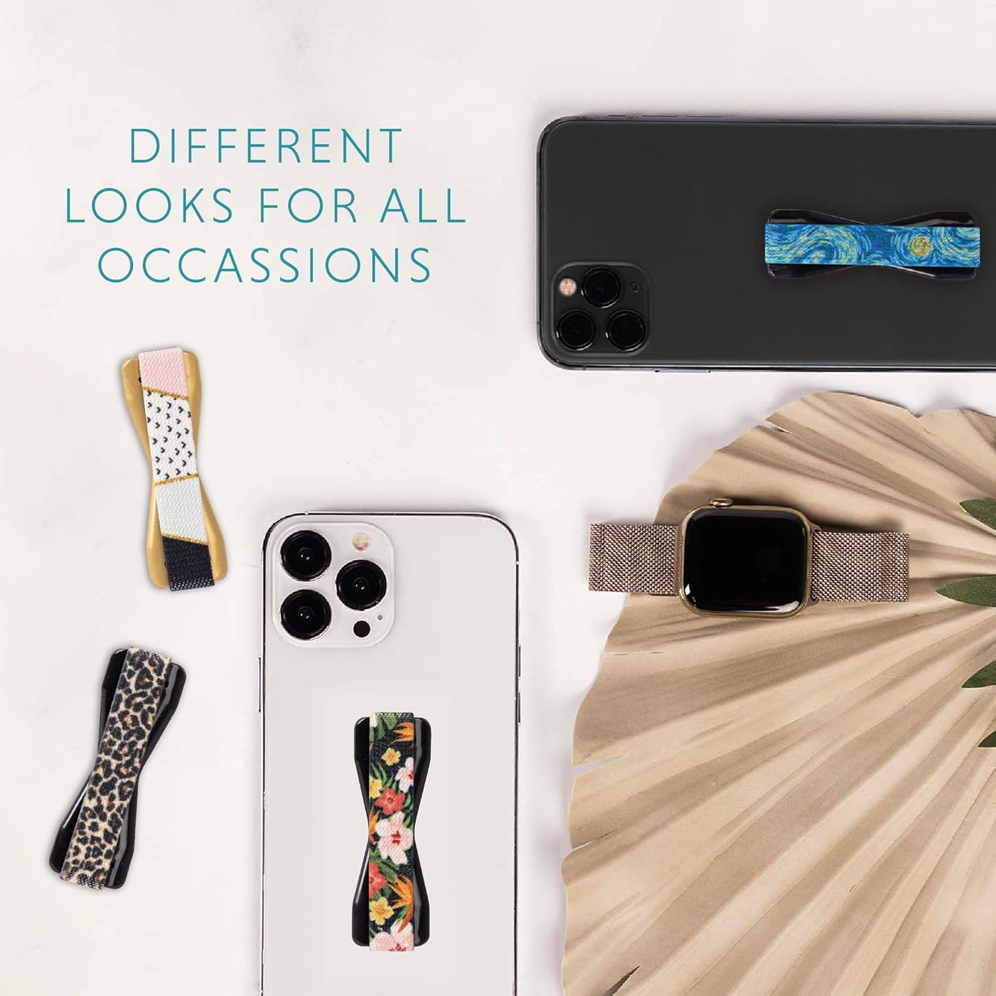 LOVEHANDLE Universal Phone Grip for Smartphones & Mini Tablets - Phone Holder for Hand - Wireless Charging Compatible - Made in The USA - Floral Garden