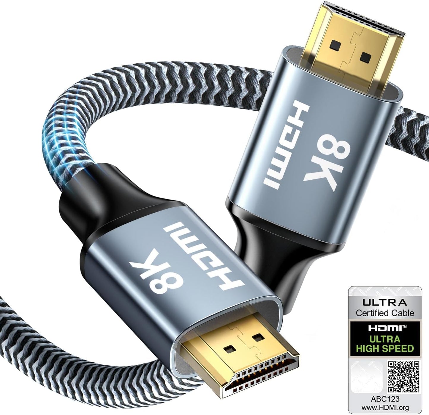 8K HDMI Cable 4ft, 48Gbps High Speed HDMI 2.1 Cable, HDMI Cord 8K@60Hz 4K@120Hz Support for HDR eARC HDCP 2.2&2.3, HDMI Cable 2.1 Compatible with HDTV, Laptop, Monitor, PC