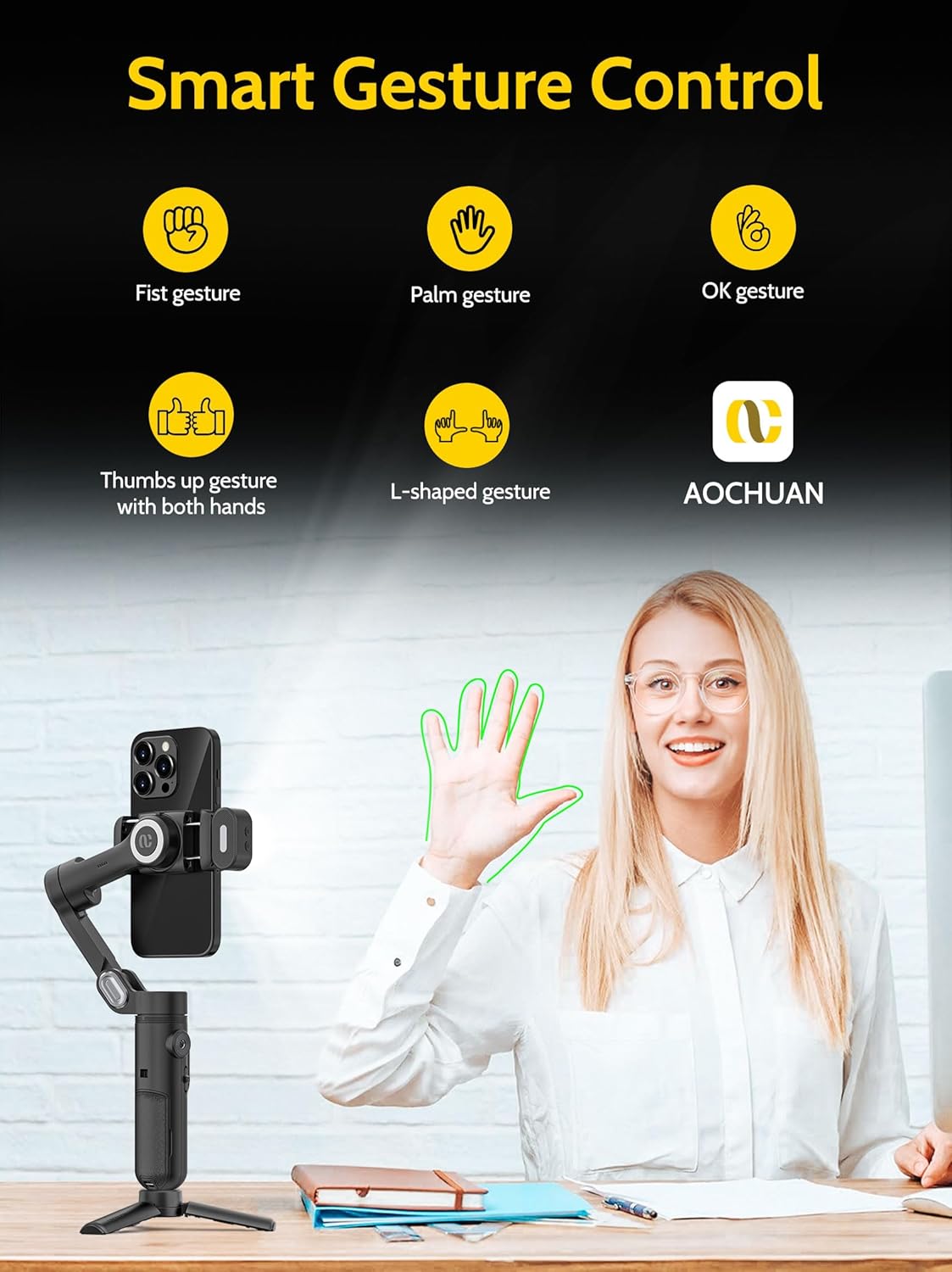 Handheld Gimbal Stabilizer for iPhone 15/14 Android Phone 3-axis Phone Stabilizer for Video Recording Vlogging, Smartphone Gimbal w/RGB Light,AI Tracking for TikTok YouTube(Smart X Kit Black)