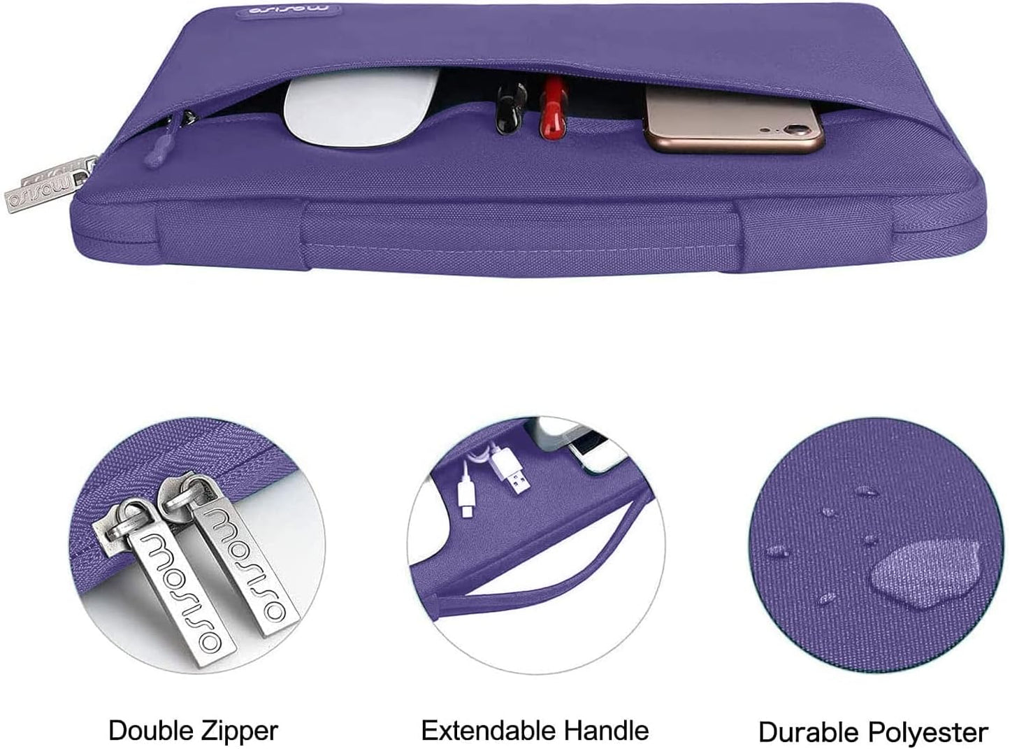 MOSISO Compatible with MacBook Air 13 inch Case 2025 2024 2023 2022 M4 A3240 M3 A3113 M2 A2681, Hard Shell&Sleeve Bag&Keyboard Skin&Webcam Cover&Screen Film for MacBook Air 13.6 inch, Imperial Purple