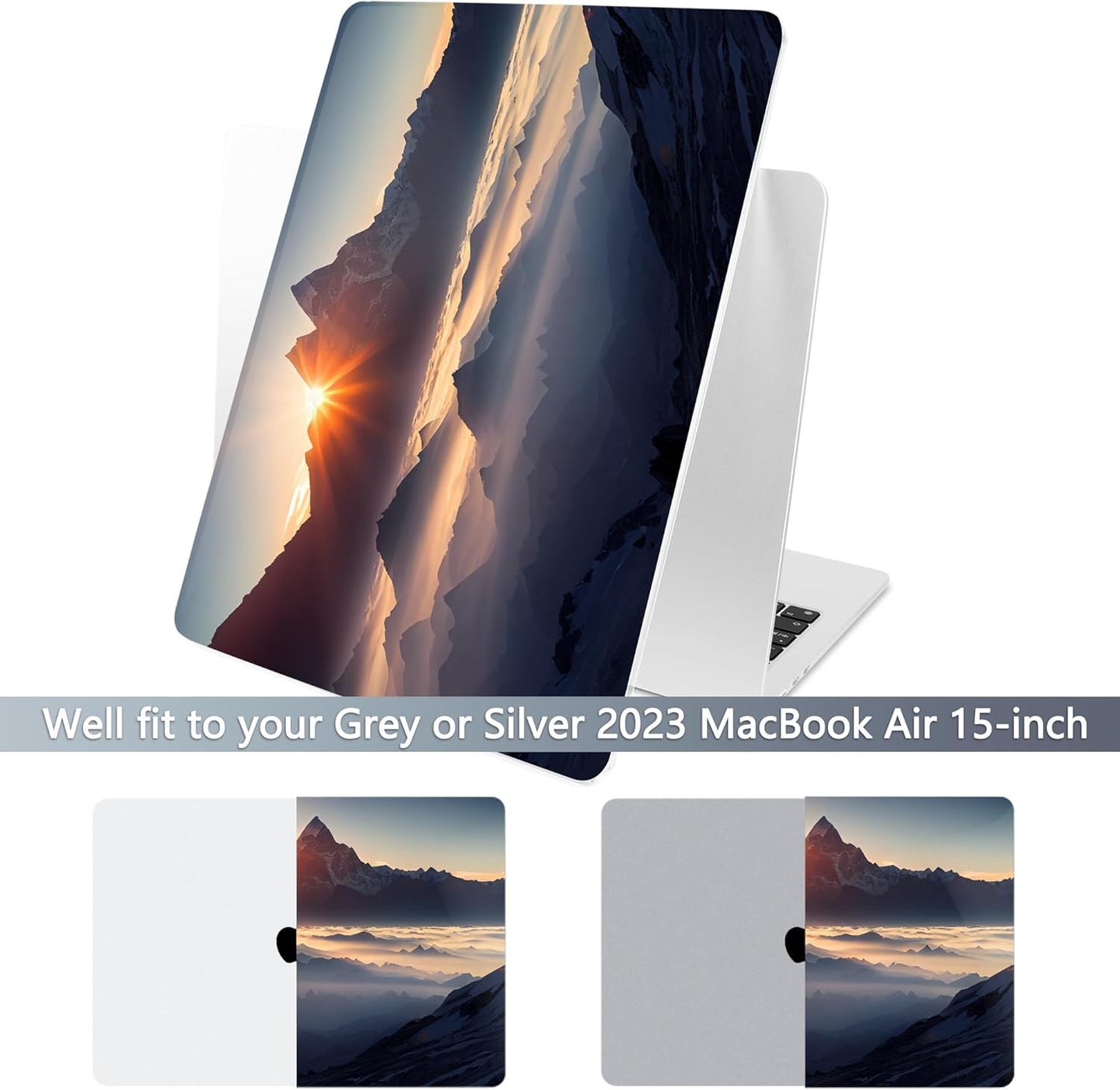 Batianda Premium Case for New MacBook Air 15 inch 2025 M4 2024 2023 with M3 M2 Chip Model A3241/A3114/A2941, Designed Protective Plastic Hardshell & Keyboard Cover & Screen Protector, Sunrise