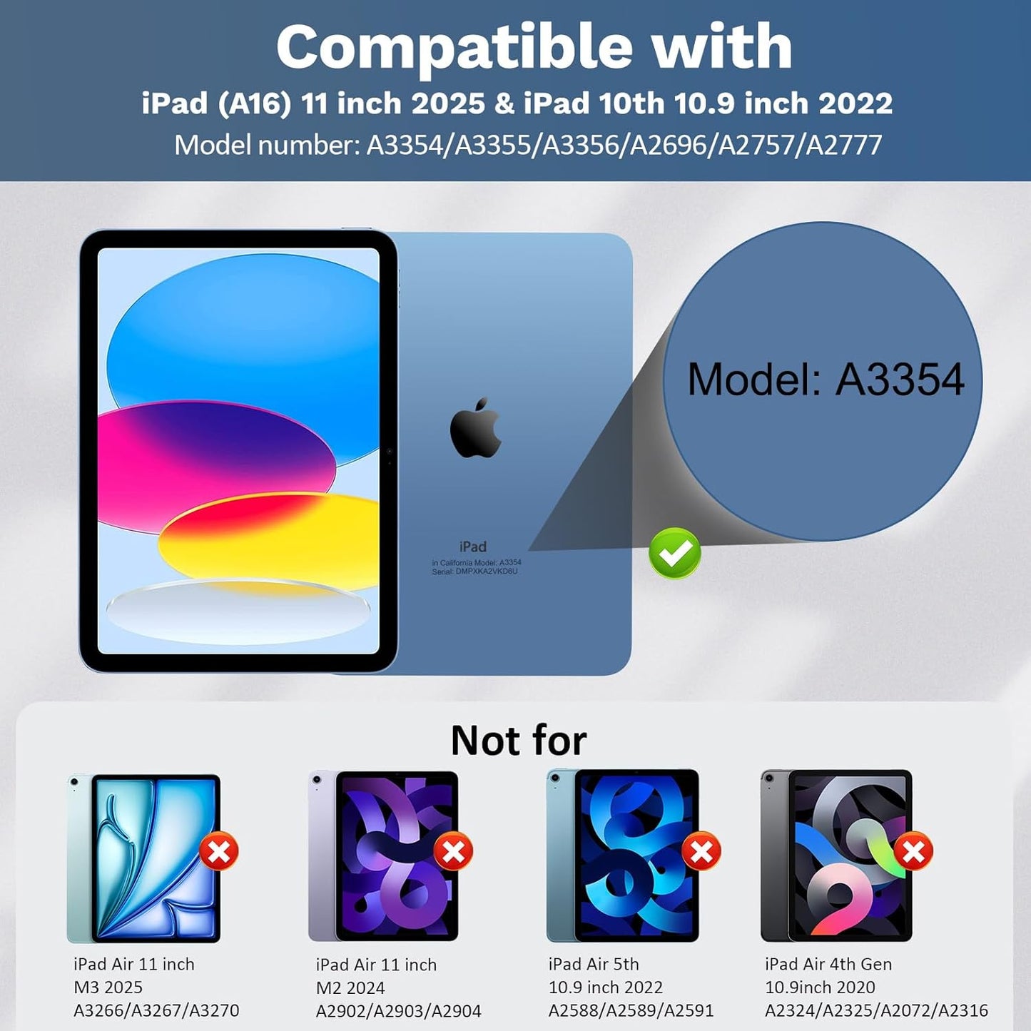 MoKo Touch Keyboard Case for iPad (A16) 11th Generation 11 inch 2025, iPad 10th Generation 10.9 inch Case with Pencil Holder, 7 Colors Backlit Multi-TrackPad Detachable Bluetooth Keyboard, Navy Blue