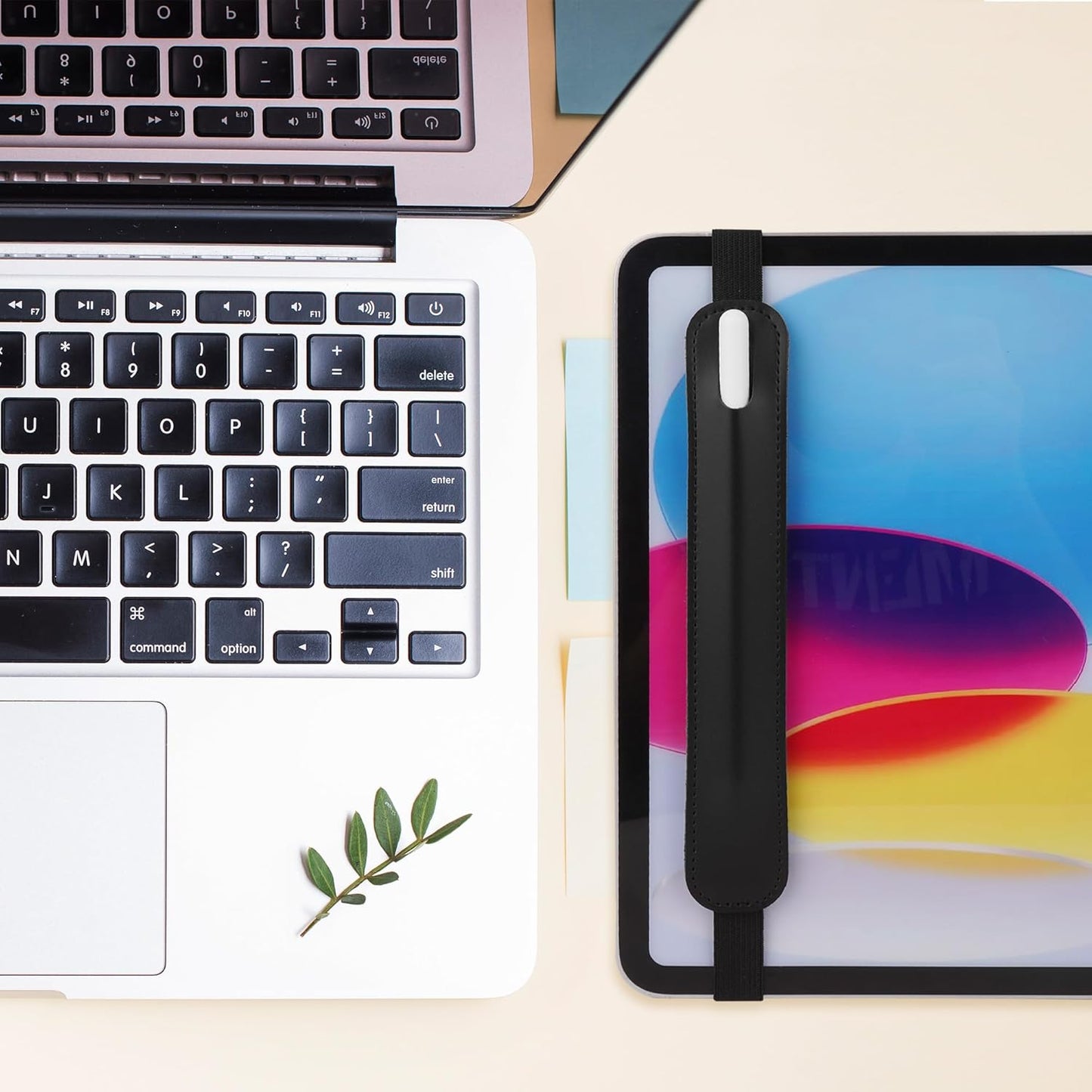 Vegan Leather Elastic Band Stylus Holder, Capacitive Pen Case for Tablets - Fits Most Capacitive Pens & Pencils(Black)