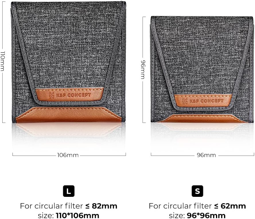 K&F Concept Lens Filter Pouch, Lens Filter Case 3 Pocket Professional Photography Filter Holder Belt Bag Pouch Water-Resistant and Dustproof for Filter Up to 82mm