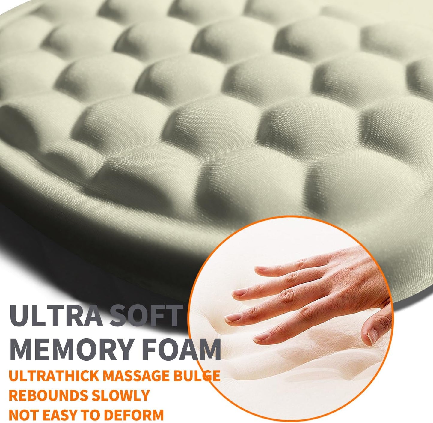 Ergonomic Joint Wrist Support Mouse Pad with Memory Foam Cushion Massage Bump, Carpal Tunnel Pain Relief Mousepad Slope Design for Wrist Rest, 11.8x7.9 in, Beige