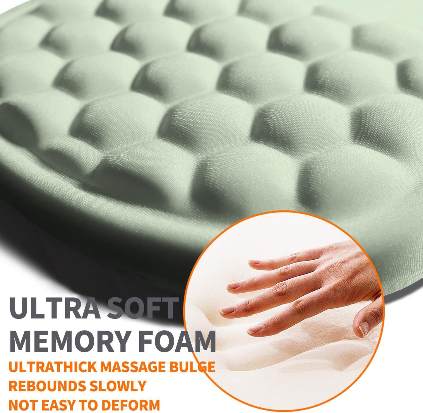 Ergonomic Joint Wrist Support Mouse Pad with Memory Foam Cushion Massage Bump, Carpal Tunnel Pain Relief Mousepad Slope Design for Wrist Rest, 11.8x7.9 in, DarkSeaGreen