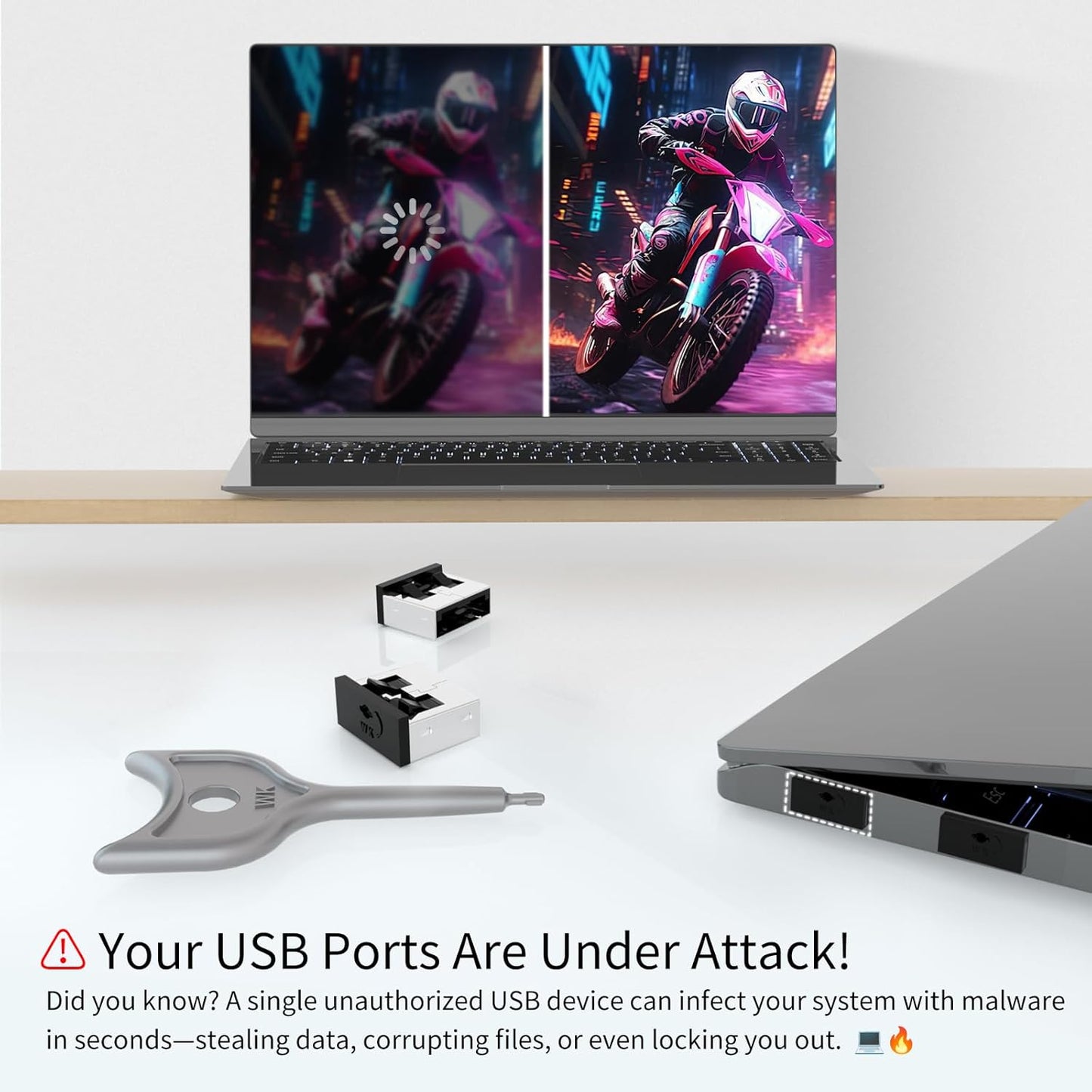 12PCS USB Metal Port Lock Blocker with 1 Key - Secure USB-A Port Protector for PC/Laptop, Anti-Theft Data Security Lock, Dust & Moisture Proof Cover, Removable Type-A Connector Black