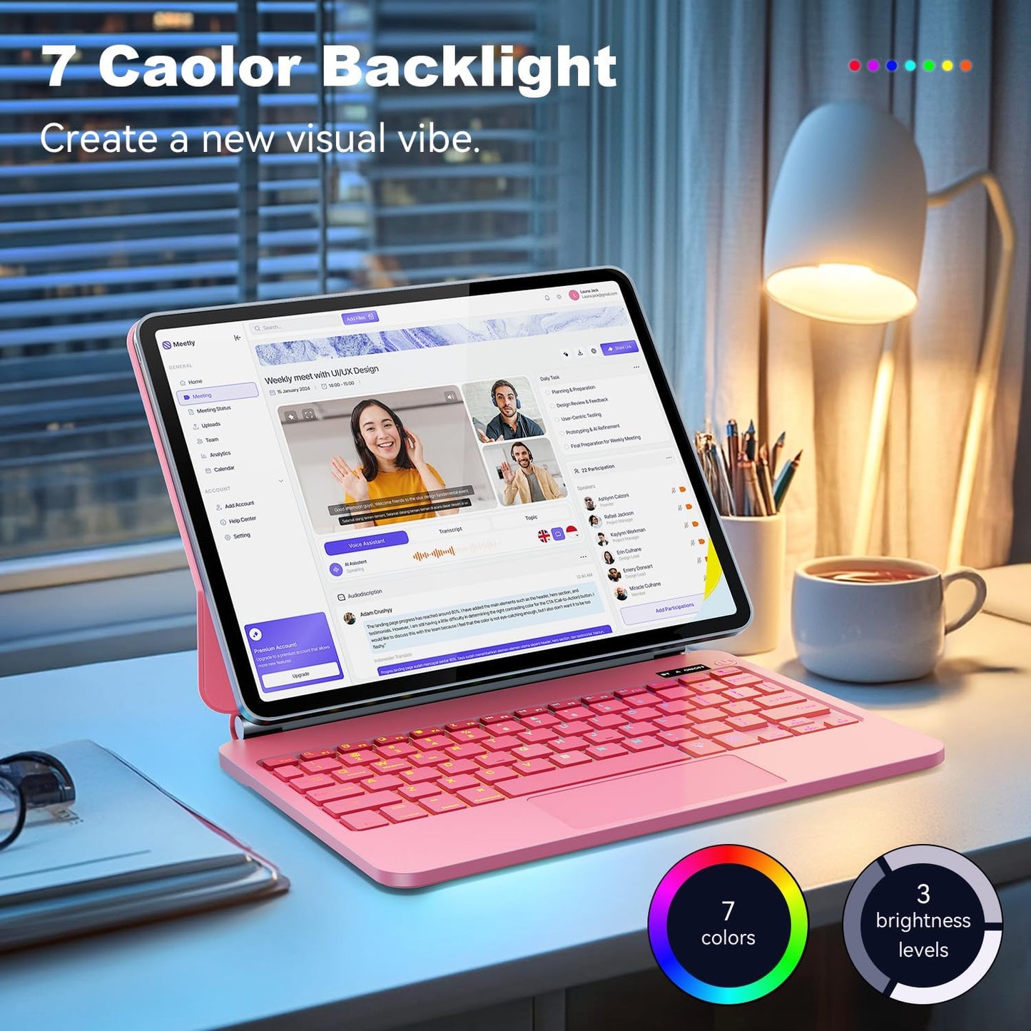 Keyboard Case for iPad Air 11-inch (M3 2025 / M2 2024) & iPad Pro 11 inch(1st/2nd/3rd/4th Generation)，Magic Magnetic Backlit Keyboard Case with Multi-Touch Trackpad- Easy-Set Floating Cantilever Stand