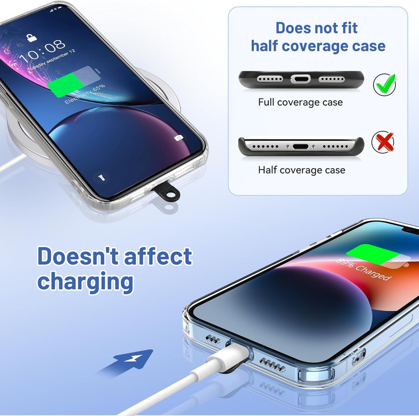 Doormoon Phone Lanyard, Adjustable Neck Strap with 4 TPU Patch for Phone Case Keys ID Badges Universal Cell Phone Lanyard Compatible with iPhone, Samsung, Most Smartphones, 2 Pack, Black Black