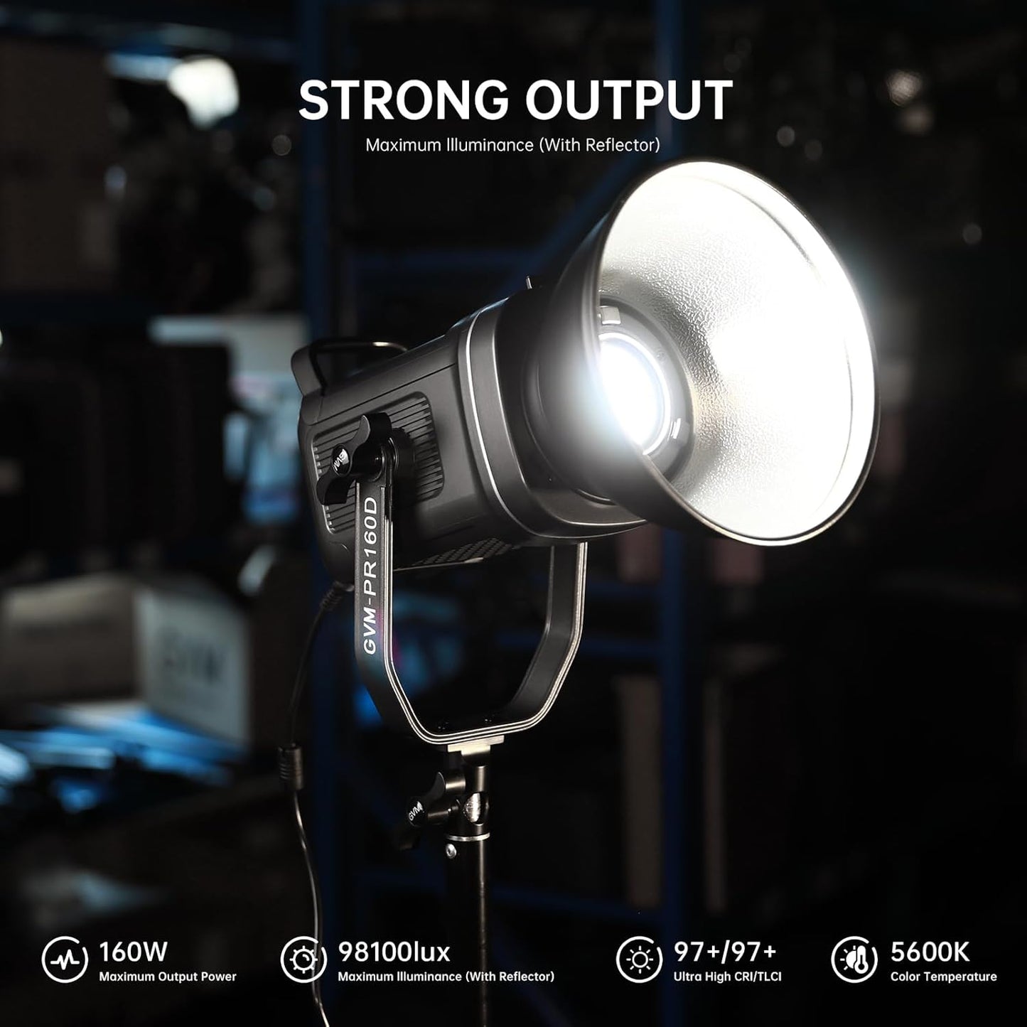 GVM 160W LED Video Light with Bluetooth Control, 5600K Photography Light, Studio Lighting Kit for Photography, Filmmaking, YouTube and Tiktok, 98100 lux/1.64ft, 12 Scene Modes, Lightweight