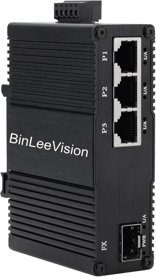 Industrial Mini Gigabit Ethernet Switch 3-Port RJ45 10/100/1000BASE-T+1-Port SFP Slot,Unmanaged Network Switch,Network Hub,Dinrail Mount or Wall-Mount,Plug & Play,Fanless (3 RJ45+ 1SFP)