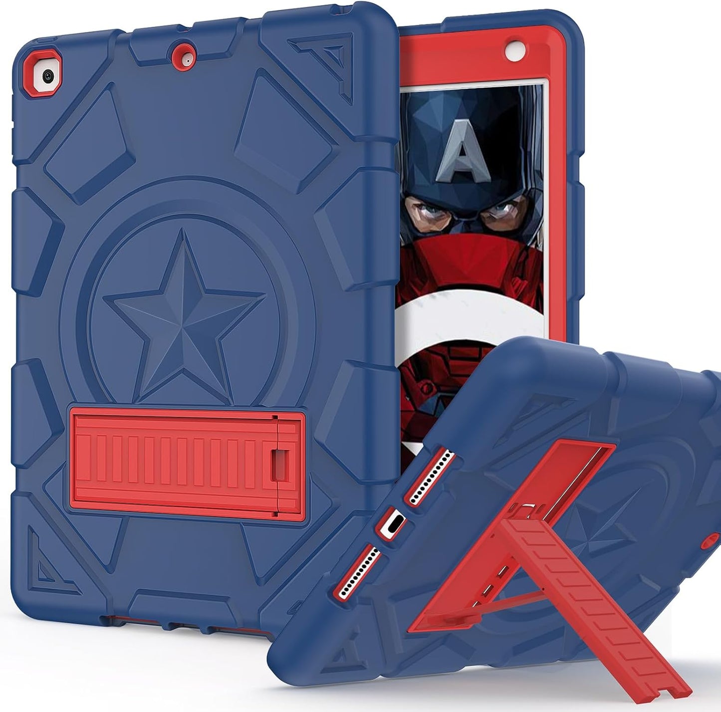 Rantice iPad 9th Generation Case, iPad 8th Generation Case, iPad 7th Generation Case, Hybrid Shockproof Rugged Drop Protection Cover with Kickstand for iPad 10.2'' (Navy Blue+Red)
