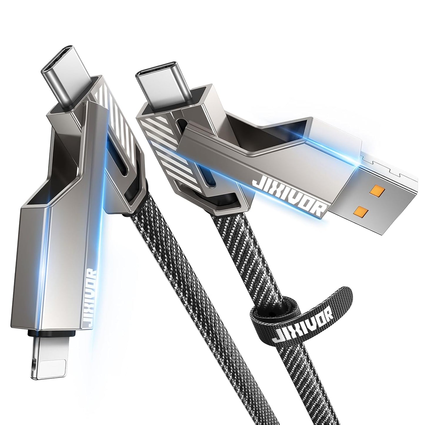 [One is Enough] 4-in-1 Compatible with USB C to Lightning Cable, 60W High-Speed Charging & Fast Data Transfer,CarPlay & Android Auto Support Multi Charger Cord Combo for iPhone/Samsung/iPad,3FT