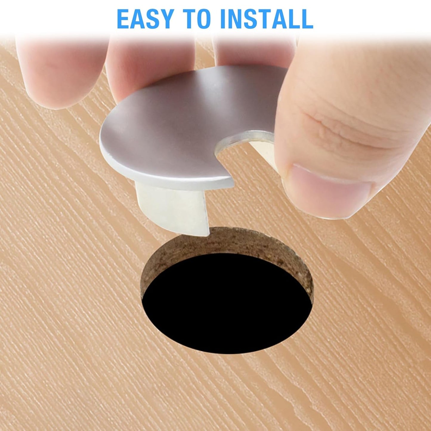 Desk Grommet 1-3/8" (35 mm), Desk Cord Hole Cover, Cable Grommet Metal Zinc Alloy Materilal, Desk Hole Grommet for Office and Home Table Cable, Detachable Cable Cord Organizer (Bright Silver 2 Pcs)