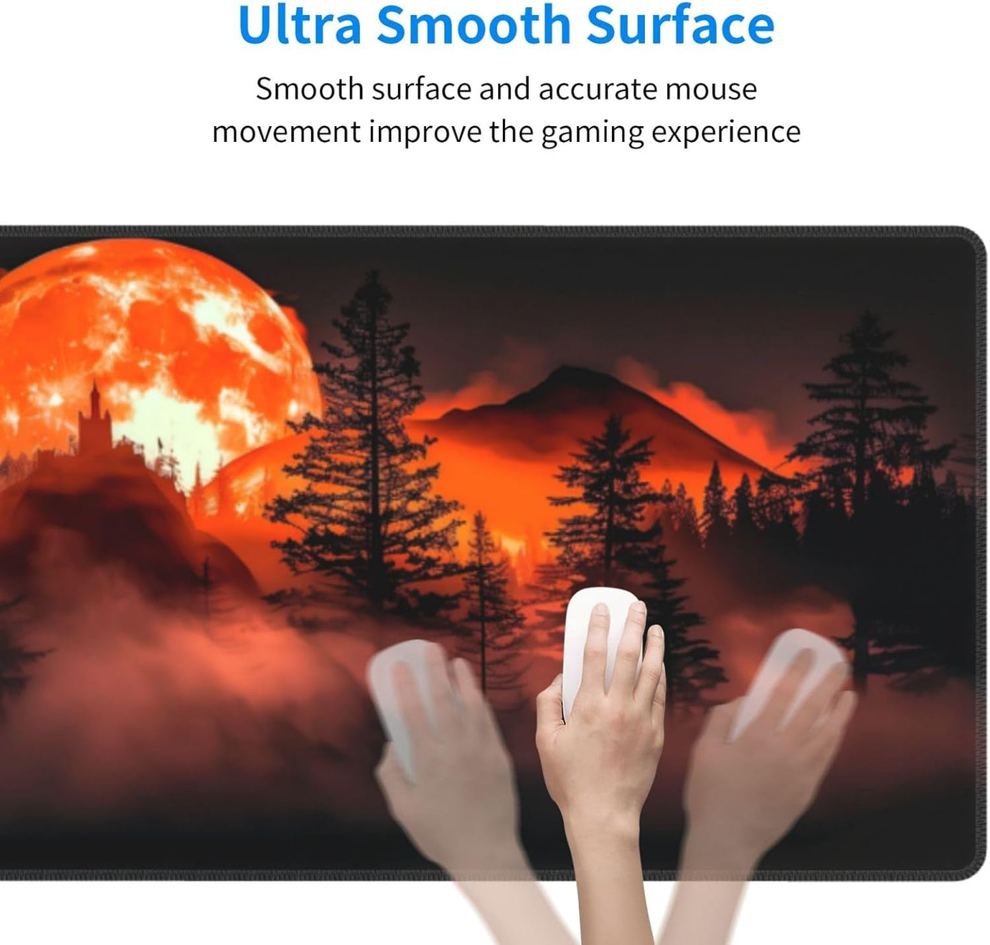 Extended Gaming Mouse Pad, Large Desk Mat XL Anime Mouse Pad Waterproof with Stitched Edges, Non-Slip Desktop Pad for Home and Office, Level Up Your 31.5x11.8 Inch (Roaring Flame)