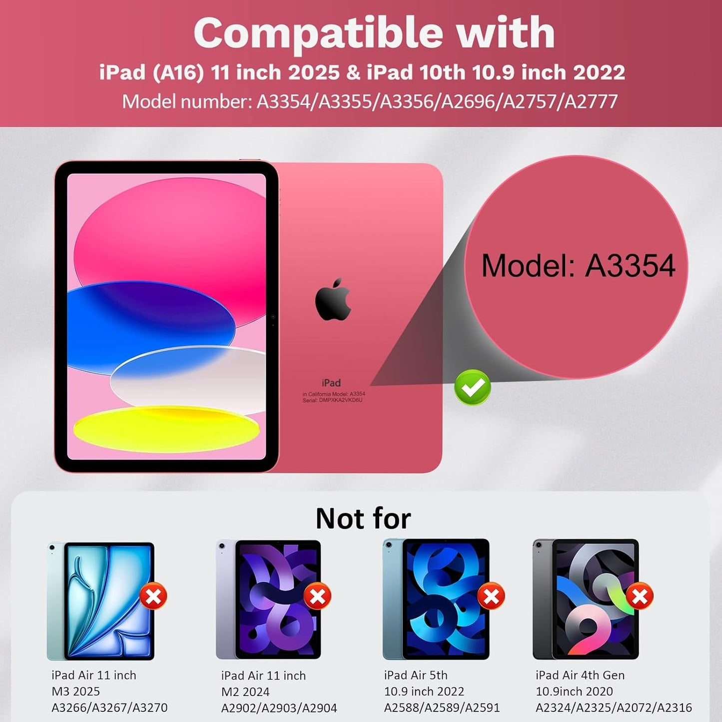 MoKo Touch Keyboard Case for iPad (A16) 11th Generation 11 inch 2025, iPad 10th Generation 10.9 inch Case with Pencil Holder, 7 Colors Backlit Multi-TrackPad Detachable Bluetooth Keyboard, Pink