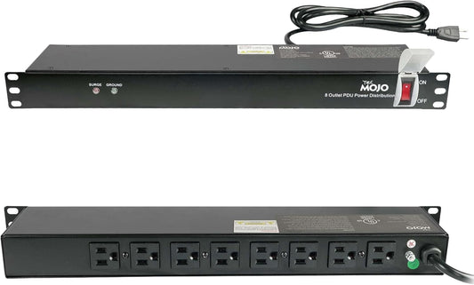 Tecmojo 1U Rack-Mount Horizontal 8-Outlet Power Strip UL Listed PDU with Surge Protection 6ft Cord Power Distribution for IT and Network Server Racks