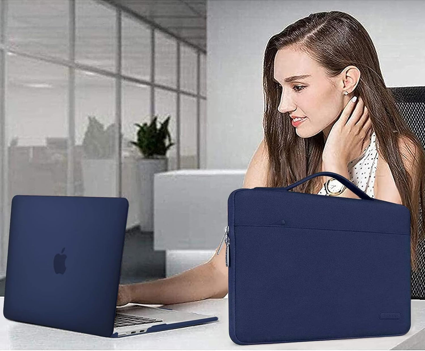 MOSISO Compatible with MacBook Air 13 inch Case 2025 2024 2023 2022 M4 A3240 M3 A3113 M2 A2681, Hard Shell&Sleeve Bag&Keyboard Skin&Webcam Cover&Screen Film for MacBook Air 13.6 inch, Navy Blue