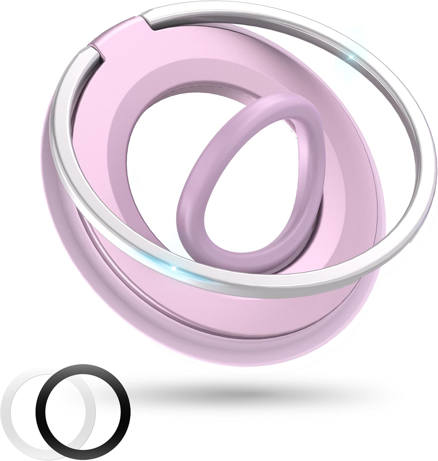 [2025 Newest] Magnetic Phone Grip for MagSafe Ring Holder, Magnet Phone Grip Stand Finger Kickstand Two-Sided Magnetic Compatible with iPhone 16 Pro/Max 15 14 13 12 11 Plus&Android (Pink)