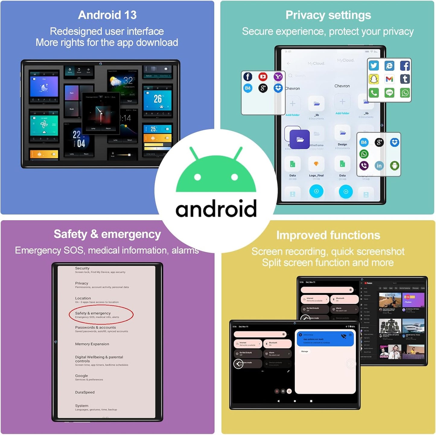 2025 Latest Android Tablet 10.1 Inch, 5G WiFi Tablets Mit 16GB RAM+128GB ROM(1TB TF),2 in 1 Tablet with Keyboard Mouse Pen-Octa-Core2.0Ghz | 7000mAh | 1080FHD | 13MP Camera | WLAN GPS -Black