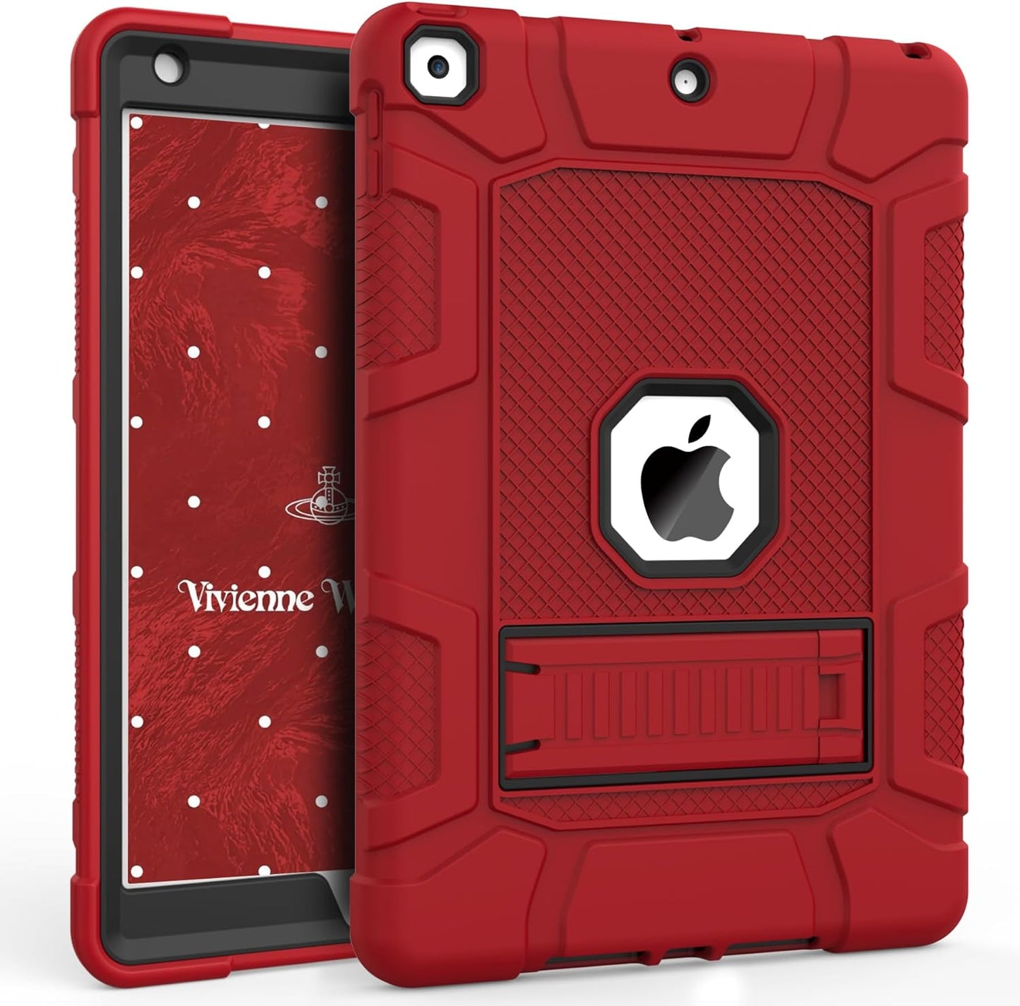 Rantice iPad 9th Gen Case - Hybrid Shockproof Rugged Drop Protection with Kickstand for 10.2'' 2021/2020/2019 iPads (Red+Black)