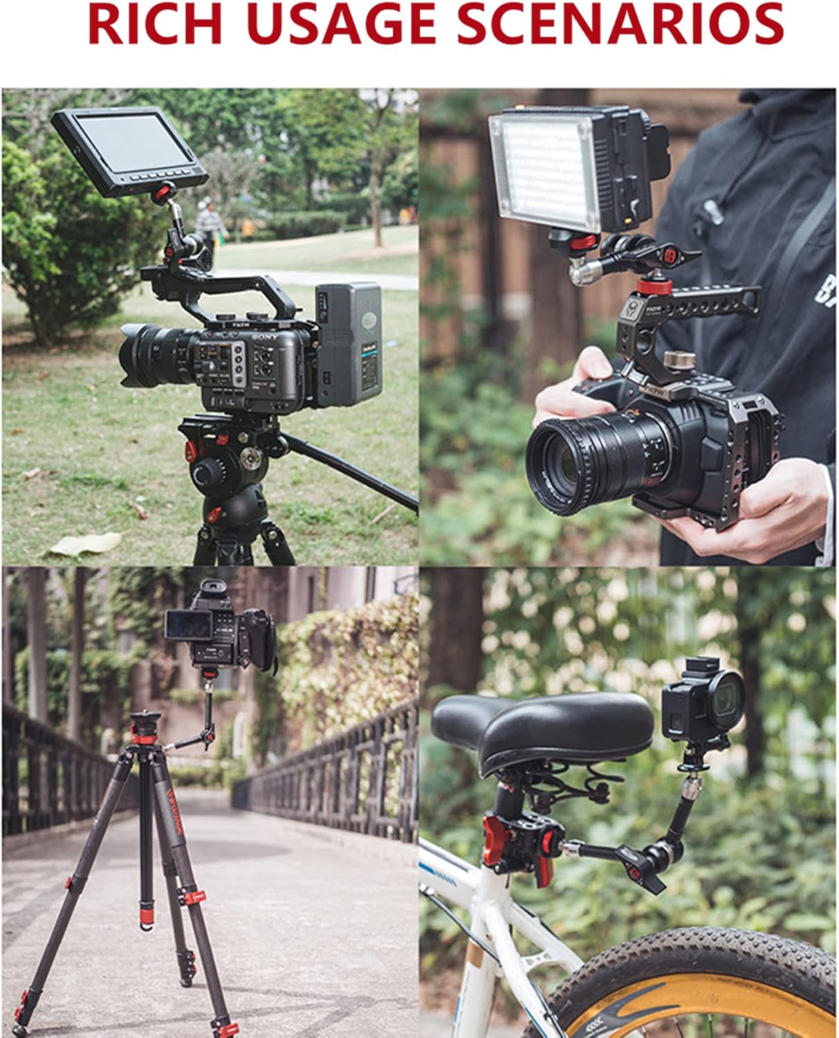 IFOOTAGE Magic Arm Clamp Adjustable Friction Power Articulating Magic Arm with 1/4" Thread Screw and Cold Shoe Mount for DSLR Camera Rig/Monitor/LED Lights (9.5Inc)