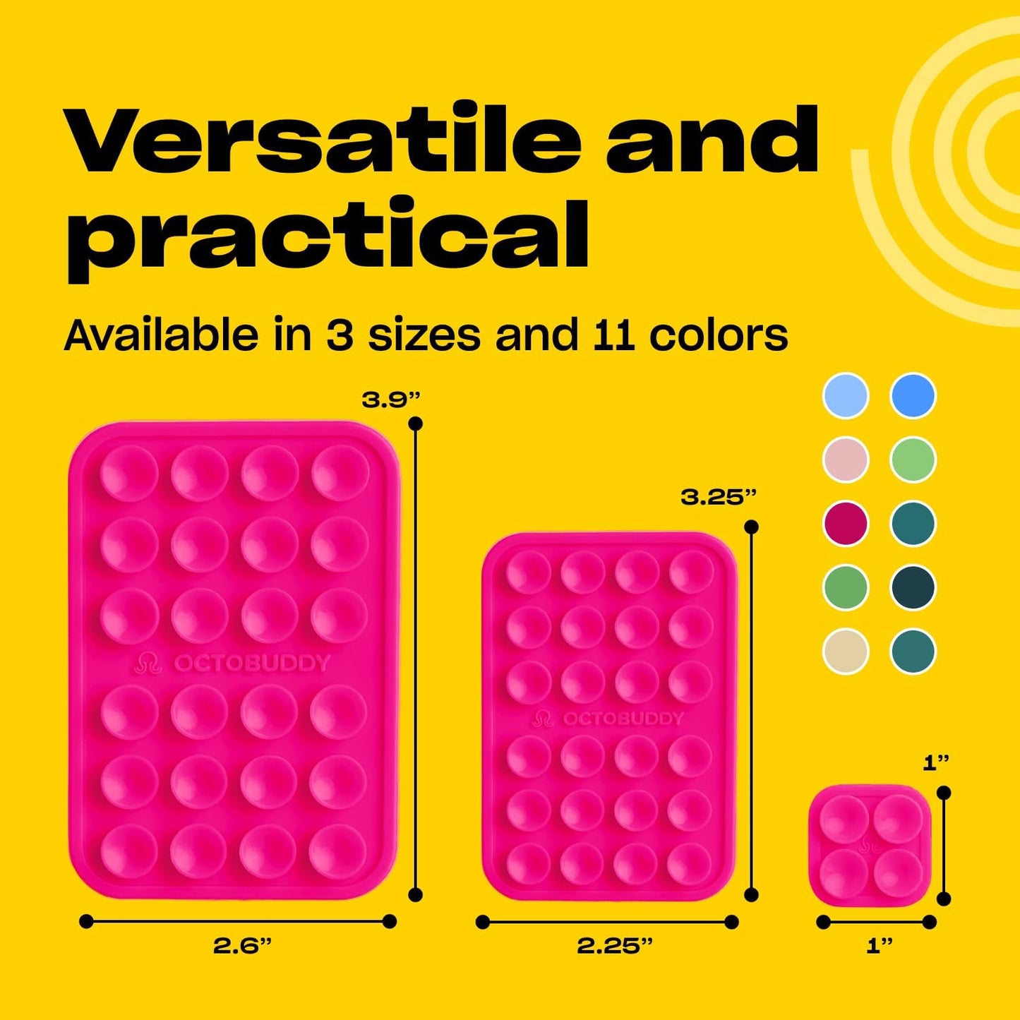 Classic - Silicone Suction Phone Case Adhesive Mount - Hands-Free, Strong Grip Holder for Selfies & Videos - iPhone & Android Compatible - 2.25″ x 3.25″, Hot Pink