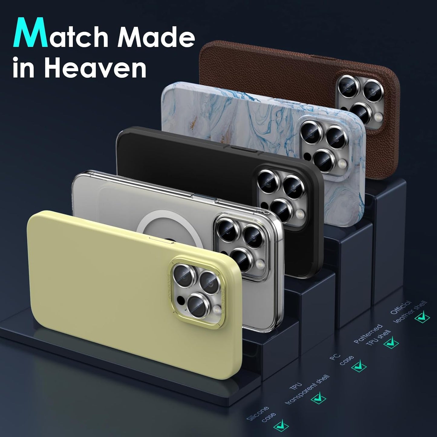 YWXTW CameraLens Protector,[1 Step Installation Tray] Tempered Glass Screen Metal Individual Cover Accessories Case Friendly (Silver Titanium) (iPhone 15 Pro/15 Pro Max)