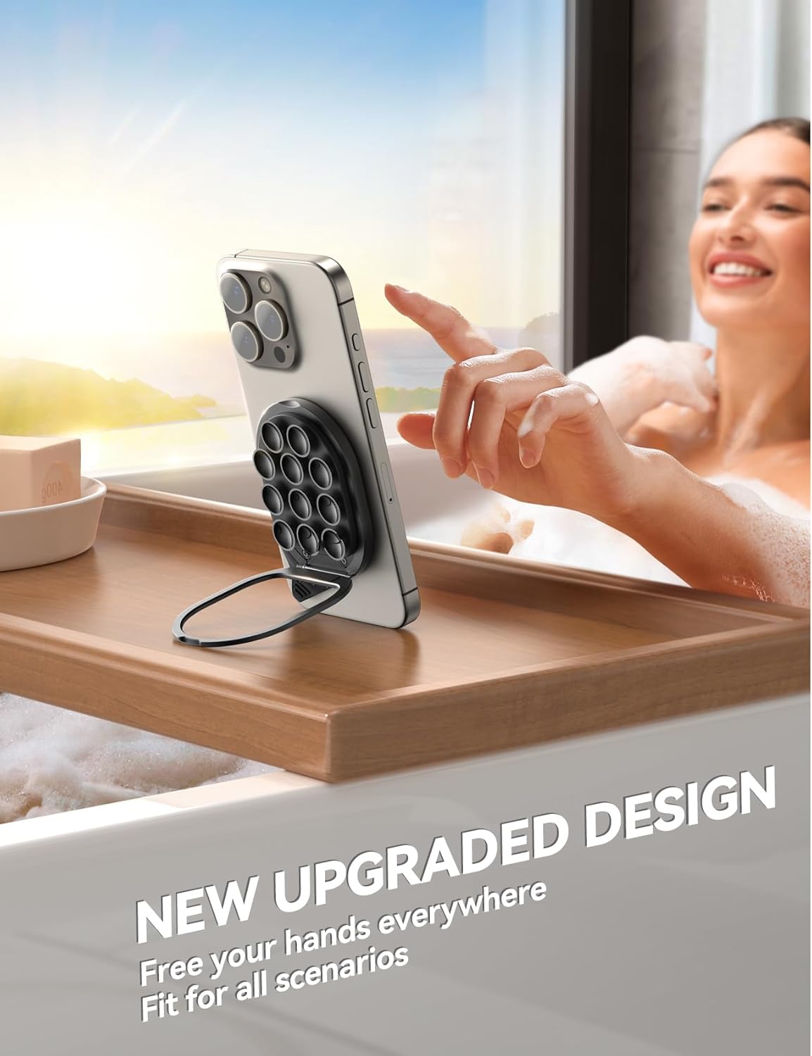 JOYROOM Suction Cup Phone Mount, Magsafe Phone Grip with Pull Ring, Silicone Suction Phone Ring Stand for iPhone Samsung Android, Cell Phone Grip Holder for Creators, Selfies, Fitness