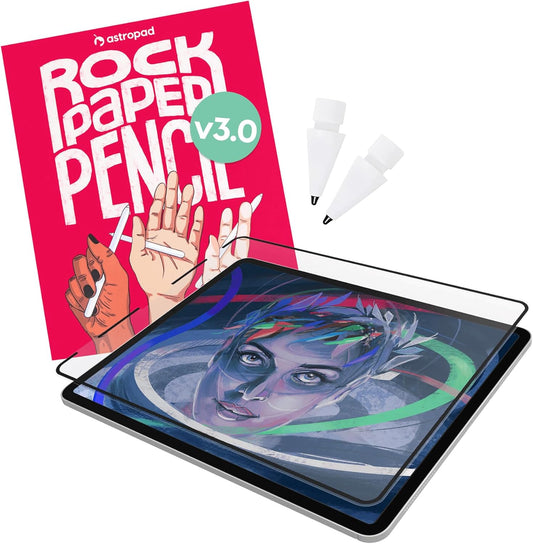 Astropad Rock Paper Pencil v3.0 – 2025 Version - Paper Screen Protector for iPad Pro 13-inch (M4, 2024) and iPad Air 13-inch (M2, 2024) & (M3, 2025) + Apple Pencil Tips Replacement 2 Pack – Compatible with Apple Pencil 1st/2nd Gens and Pencil Pro