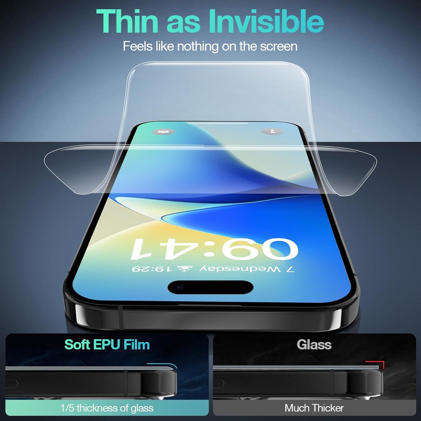 3 Pack Flexible Film Screen Protector for iPhone 16, Non-breakable Soft TPU Hydrogel Film for iPhone 16 Screen Protector Film (NOT Glass)