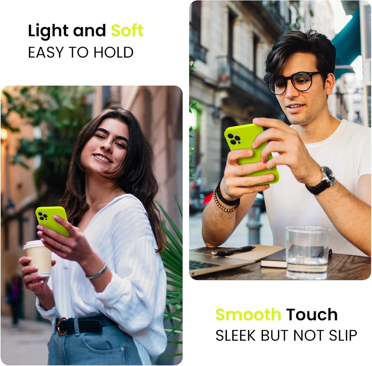 FireNova Designed for iPhone 13 Pro Max Case, Silicone [Camera Protection] Phone Case with [2 Screen Protectors], Soft Anti-Scratch Microfiber Lining Inside, 6.7 inch, Fluorescent Green