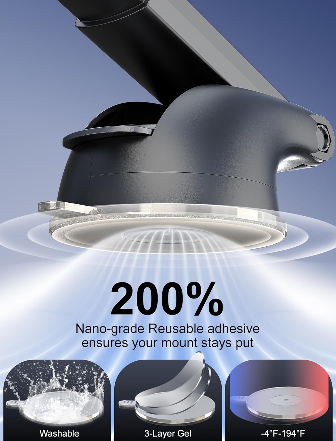 TOPGO [2024 Upgraded] Socket Car Phone Mount, [Extra Sticky, Non-Shaking] Multi-Functional Suction Cup Dashboard & Windshield Car Phone Holder for iPhone and All Smartphones with Socket Grip