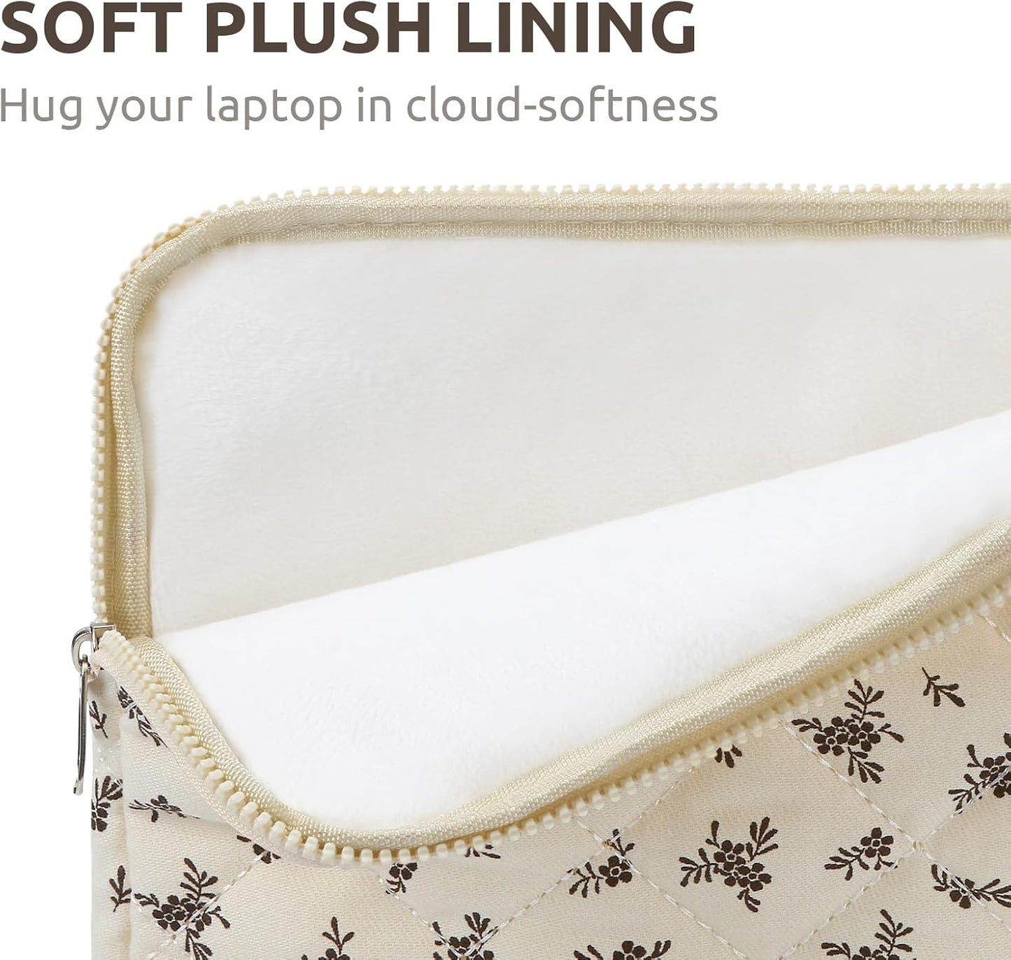 Puffy Laptop Sleeve 13-15.6 Inch Cute Quilted Laptop Protective Case Padded Floral Computer Sleeve for MacBook (A-Black, 11 Inch)