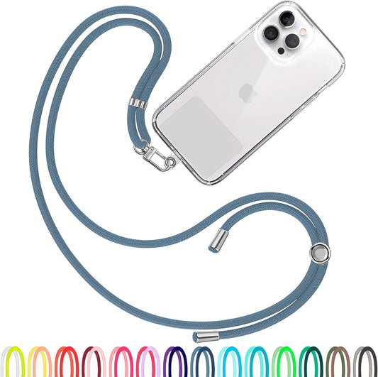 Cell Phone Lanyard [Blue] - Comfortable Universal Smartphone Lanyard - Easy to Use Neck Phone Holder [Clear Patch] - Adjustable Length Phone Strap Crossbody - Fits All Mobile Phones