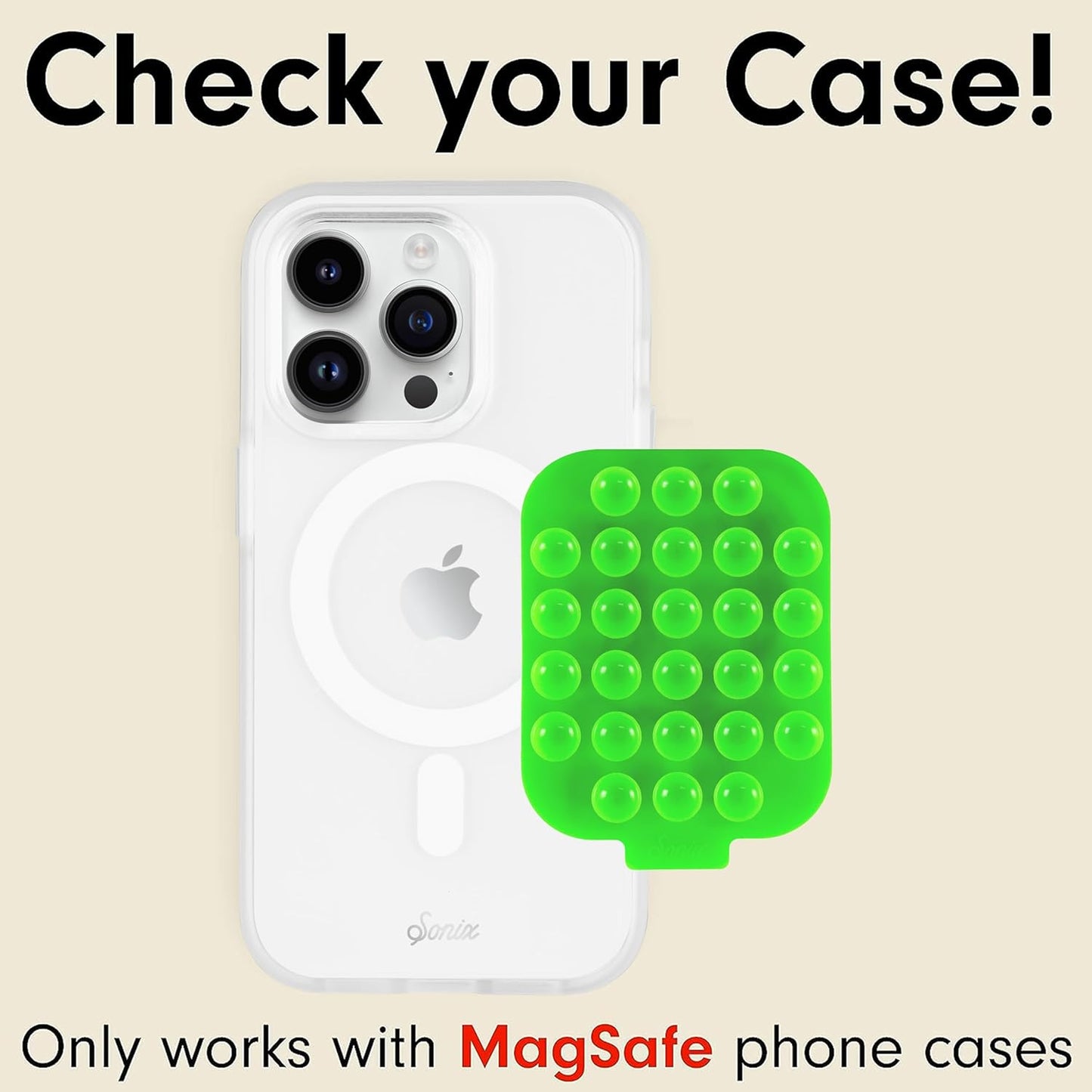 Sonix | Magnetic Silicone Suction Cup Phone Mount for iPhone | Compatible with MagSafe | Bright Fluorescent Green | Neon Green